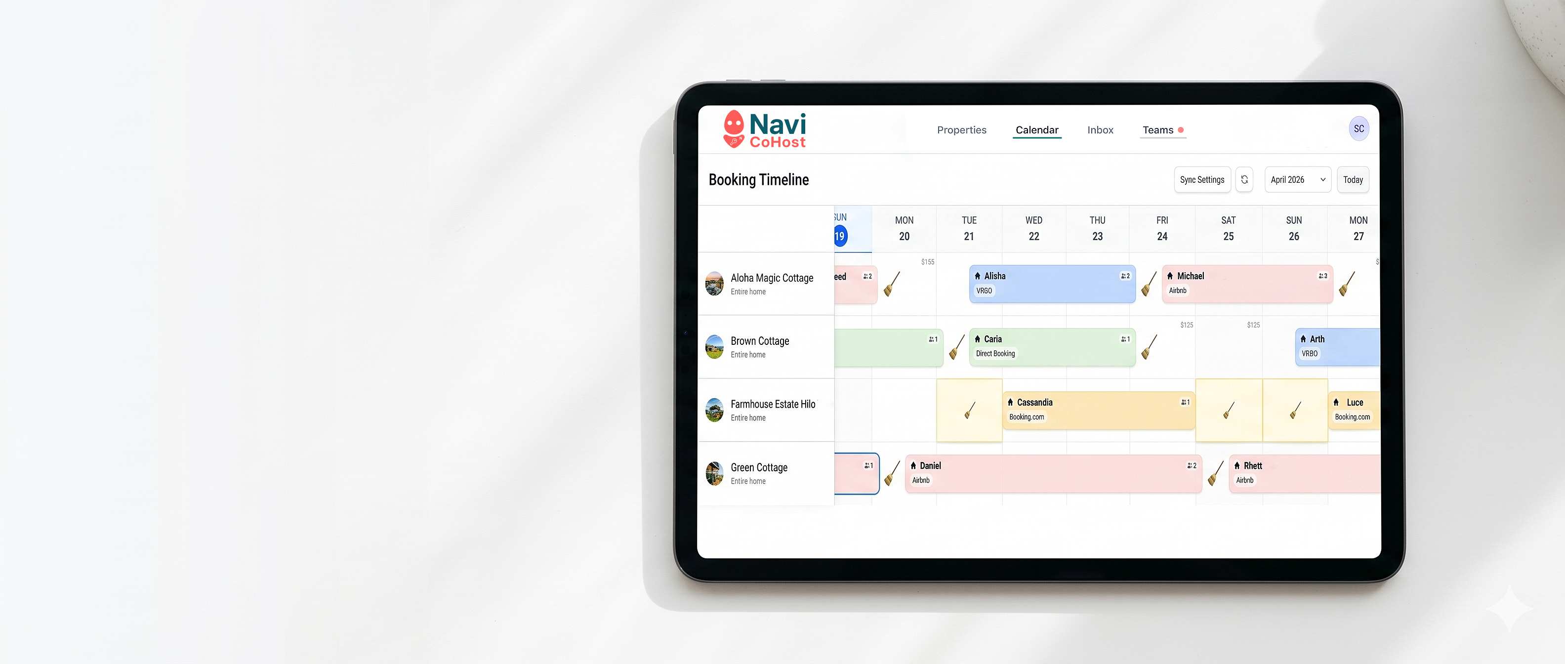 Navi CoHost booking calendar